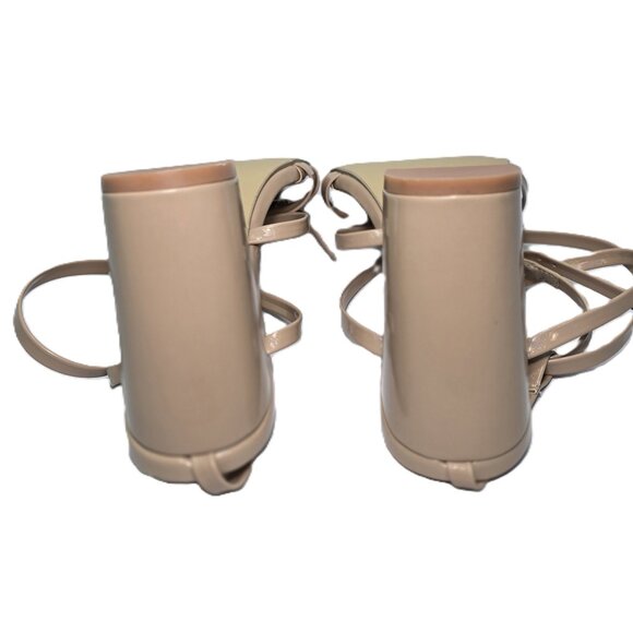 Women's Strappy Apricot Chunky Heels with Square Toe. Size 8 - Picture 2 of 9